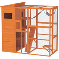 Load image into Gallery viewer, Catio Outdoor Cat Enclosure, 76" L Large Weatherproof Cat House with Cat Condo, Jumping Platforms, Ladder, Ramps, Hammock for 2-3 Indoor Cats, Orange

