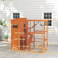 Load image into Gallery viewer, Catio Outdoor Cat Enclosure, 76" L Large Weatherproof Cat House with Cat Condo, Jumping Platforms, Ladder, Ramps, Hammock for 2-3 Indoor Cats, Orange
