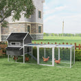 Load image into Gallery viewer, 137" Chicken Coop, Wooden Large Hen House with Chicken Run, Nesting Box, Poultry Cage for Outdoor, Backyard, Grey
