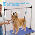 Load image into Gallery viewer, 42" Foldable Dog Grooming Table Adjustable Pet Cat Drying Beauty Table Rubber Top with 2 Loops Storage Basket Metal Blue
