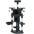 Load image into Gallery viewer, Cat Tree, 62" Multi-Level Cat Tower with Scratching Posts, 2 Condos, Hammock, Perches, Plush, Pompoms, for Indoor Kittens Playing, Resting, Sleeping, Dark Grey
