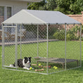 Charger l'image dans la visionneuse de la galerie, Outdoor Dog Kennel Dog Run with Water and UV Resistant Cover for Small and Medium Sized Pets, 6.6' x 6.6' x 6.6', Silver
