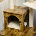 Load image into Gallery viewer, Litter Box Enclosure with Cat Tree Tower, Hidden Cat Washroom Furniture with Condo, Scratching Posts, Large Platform, Hammock and Soft Cushion, Rustic Brown
