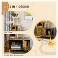 Load image into Gallery viewer, Litter Box Enclosure with Cat Tree Tower, Hidden Cat Washroom Furniture with Condo, Scratching Posts, Large Platform, Hammock and Soft Cushion, Rustic Brown
