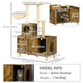 Load image into Gallery viewer, Litter Box Enclosure with Cat Tree Tower, Hidden Cat Washroom Furniture with Condo, Scratching Posts, Large Platform, Hammock and Soft Cushion, Rustic Brown
