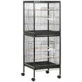 Load image into Gallery viewer, 55.1" 2 In 1 Bird Cage Aviary Parakeet House for finches, budgies with Wheels, Slide-out Trays, Wood Perch, Food Containers, Black
