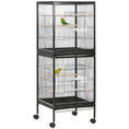 Load image into Gallery viewer, Bird Cage Budgie Cage 2 In 1 Large Aviary with Wheels Removable Trays for Finch Canaries Cockatiels Black
