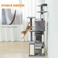 Charger l'image dans la visionneuse de la galerie, 63" Cat Tree, Cat Tower for Indoor Cats with Scratching Posts, Cat Condos, Bed, Platforms, Ramp, Toy Ball, Cat Activity Center, Light Grey
