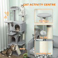 Charger l'image dans la visionneuse de la galerie, 63" Cat Tree, Cat Tower for Indoor Cats with Scratching Posts, Cat Condos, Bed, Platforms, Ramp, Toy Ball, Cat Activity Center, Light Grey
