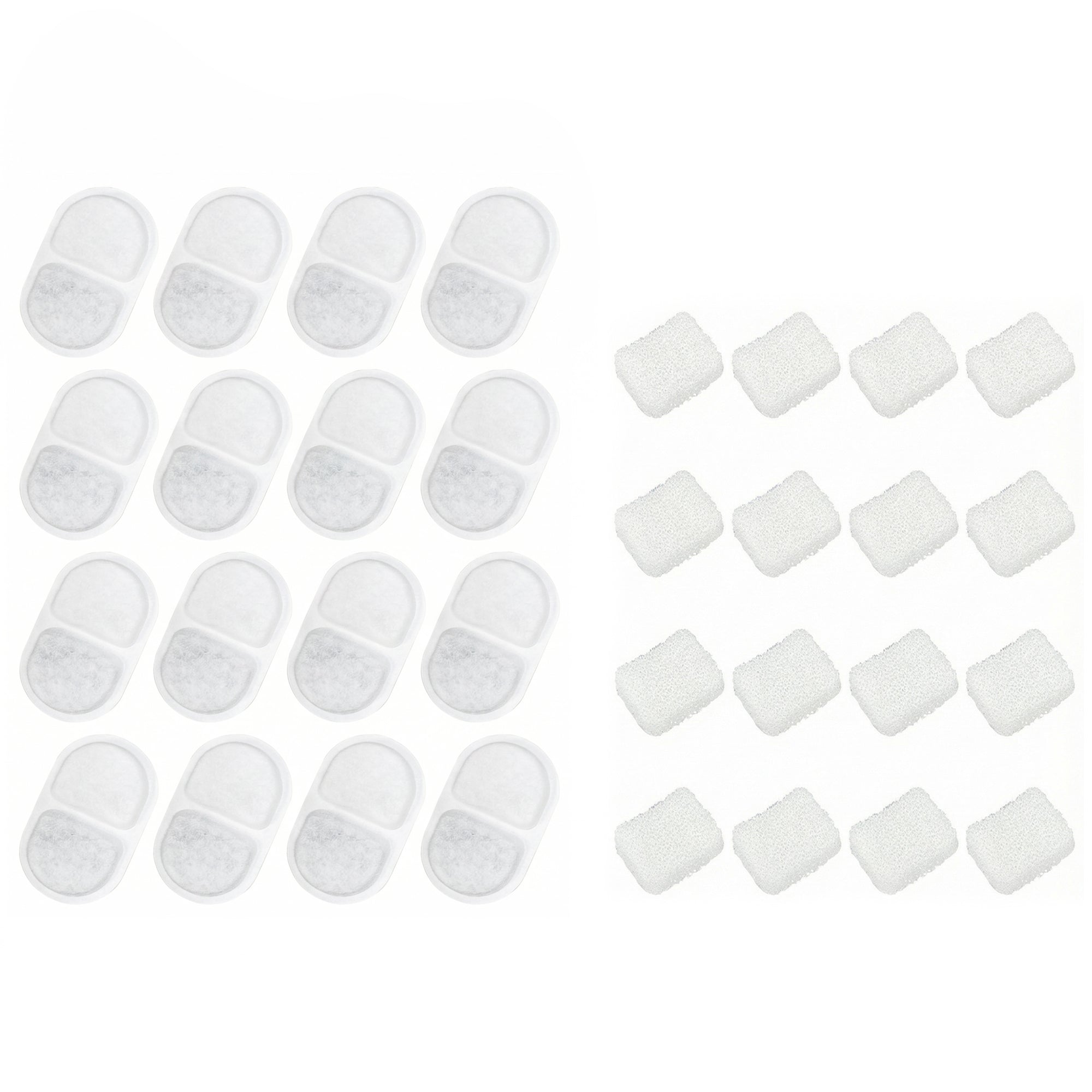 Cat Water Fountain Filters, 16 Pcs Activated Carbon Pet Water Fountain Filters for 3.2L/2.5L Pet Water Dispenser, Triple Filtration and High Efficiency
