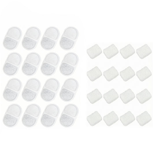 Cat Water Fountain Filters, 16 Pcs Activated Carbon Pet Water Fountain Filters for 3.2L/2.5L Pet Water Dispenser, Triple Filtration and High Efficiency