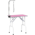 Charger l'image dans la visionneuse de la galerie, 32in Foldable Dog Grooming Table for Small Medium Dogs, Pet Grooming Table for Cats Puppies with Adjustable Arm, Noose and Non-Slip Surface, Pink
