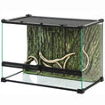 Load image into Gallery viewer, Reptile Glass Terrarium, Reptile Vivarium with Tree Bark Background, Front Ventilation, Escape-Proof Knob Lock, Glass Enclosure for Lizards, Horned Frogs, Snakes, 50 x 30 x 35 cm, Black
