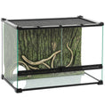 Load image into Gallery viewer, Reptile Glass Terrarium, Reptile Vivarium with Tree Bark Background, Front Ventilation, Escape-Proof Knob Lock, Glass Enclosure for Lizards, Horned Frogs, Snakes, 50 x 30 x 35 cm, Black
