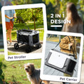 Load image into Gallery viewer, Dog Pram Dog Stroller Pet Pushchair with Detachable Carrier Soft Padding, Safety Leashes, for Mini and Small Dogs - Grey
