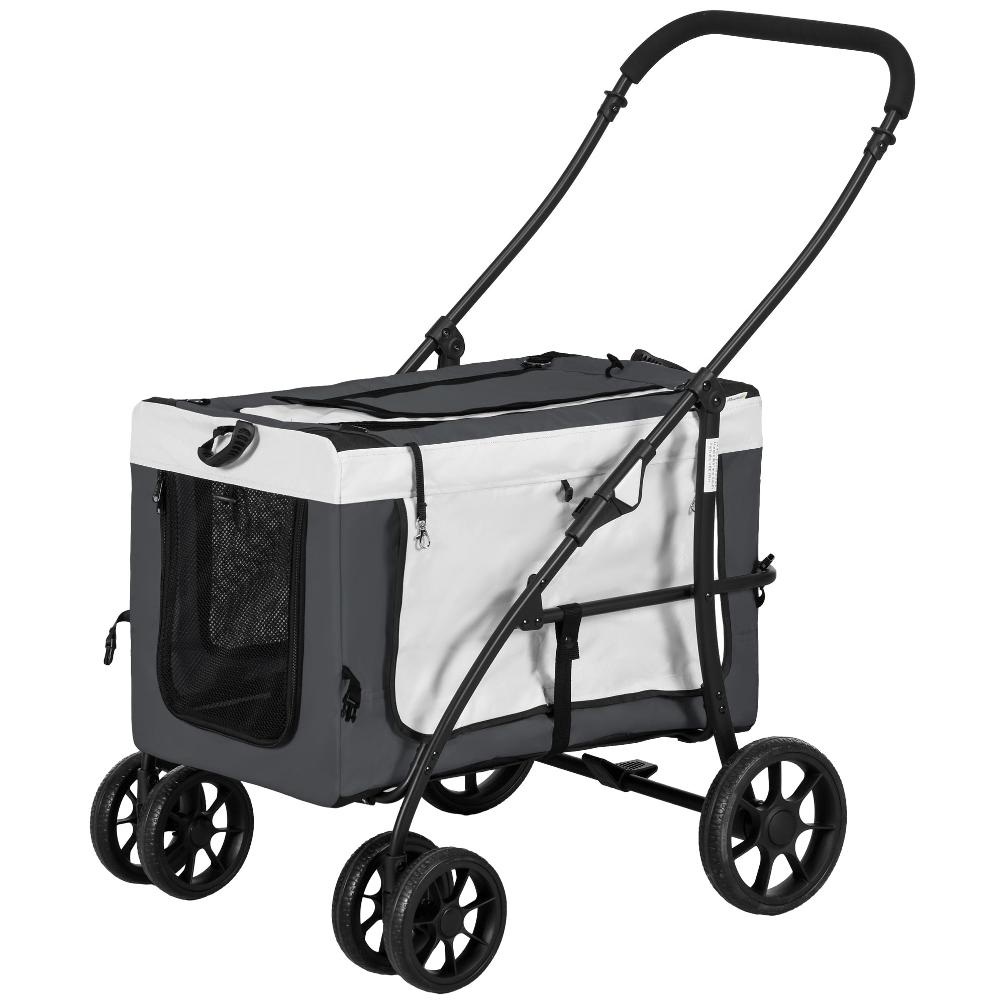 Dog Pram Dog Stroller Pet Pushchair with Detachable Carrier Soft Padding, Safety Leashes, for Mini and Small Dogs - Grey