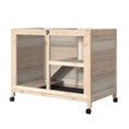 Load image into Gallery viewer, Rabbit Hutch Indoor Wooden Guinea Pig House Hamster Cage with Wheels, 2 Layers Bunny Cage with Openable Roof, 91.5 x 53.3 x 73 cm, Natural

