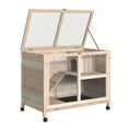 Load image into Gallery viewer, Rabbit Hutch Indoor Wooden Guinea Pig House Hamster Cage with Wheels, 2 Layers Bunny Cage with Openable Roof, 91.5 x 53.3 x 73 cm, Natural
