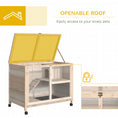 Load image into Gallery viewer, Rabbit Hutch Indoor Wooden Guinea Pig House Hamster Cage with Wheels, 2 Layers Bunny Cage with Openable Roof, 91.5 x 53.3 x 73 cm, Natural
