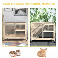 Load image into Gallery viewer, Rabbit Hutch Indoor Wooden Guinea Pig House Hamster Cage with Wheels, 2 Layers Bunny Cage with Openable Roof, 91.5 x 53.3 x 73 cm, Natural
