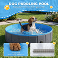 Load image into Gallery viewer, Foldable Dog Pool for Puppies and Ducks, Thickened PVC Dog Paddling Pool Bath Tub Hard Board, Anti-Slip Bottom and Hose Adapter for Easy Drainage, 100 x 30cm, Blue and Dark Grey
