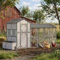 Load image into Gallery viewer, 147" Extra Large Chicken Coop, Wooden Hen House for 8-10 Hens, Outdoor Chicken House Poultry Hutch with Run, Pull-Out Tray, Nesting Box, Ventilated Windows, Ramp for Rabbit Duck, Gray
