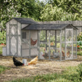 Load image into Gallery viewer, 147" Extra Large Chicken Coop, Wooden Hen House for 8-10 Hens, Outdoor Chicken House Poultry Hutch with Run, Pull-Out Tray, Nesting Box, Ventilated Windows, Ramp for Rabbit Duck, Gray

