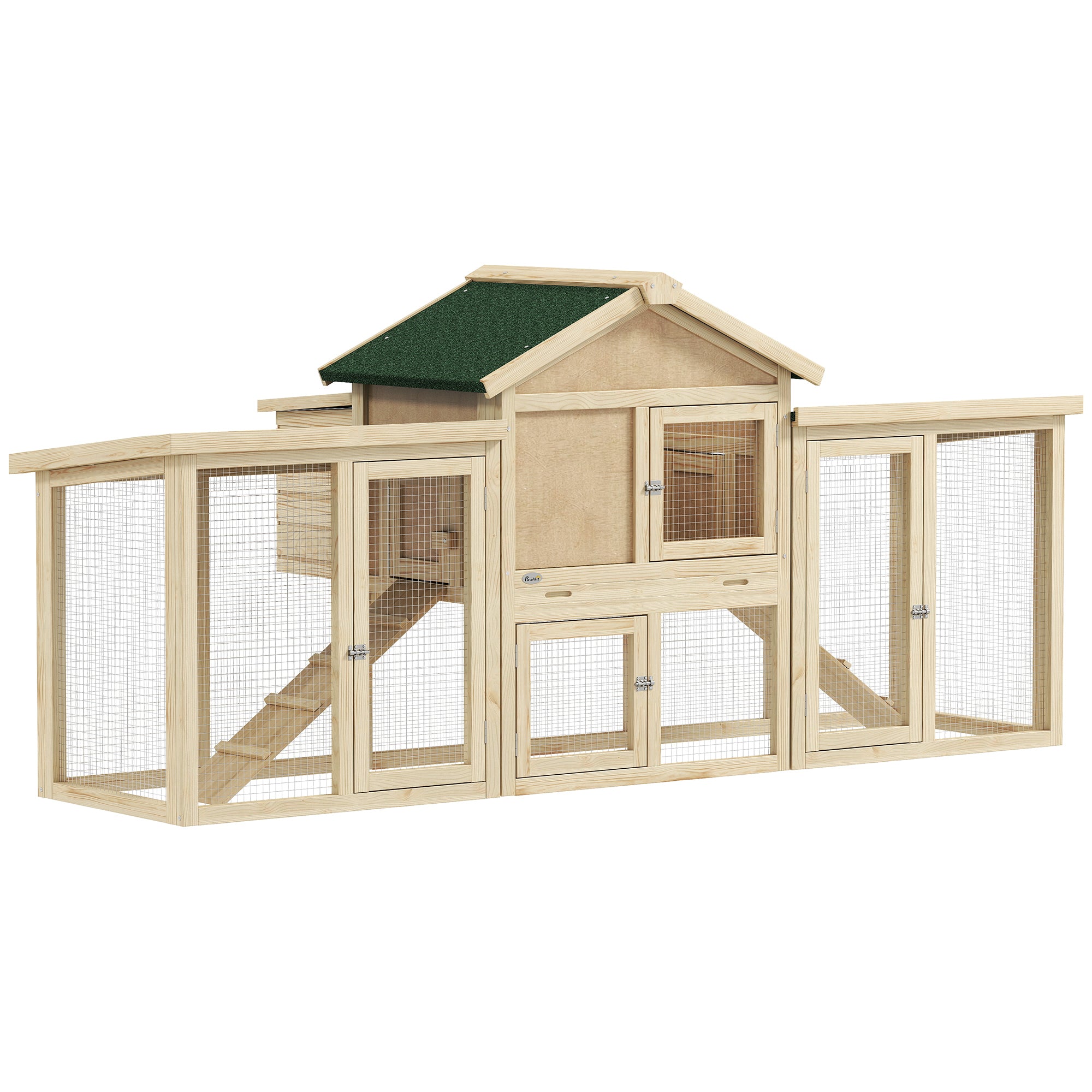 80" Chicken Coop, Wooden Hen House Large Rabbit Hutch Poultry Cage Pen with Nesting Box, Run, Ramp, Drawer, for Outdoor Backyard Garden
