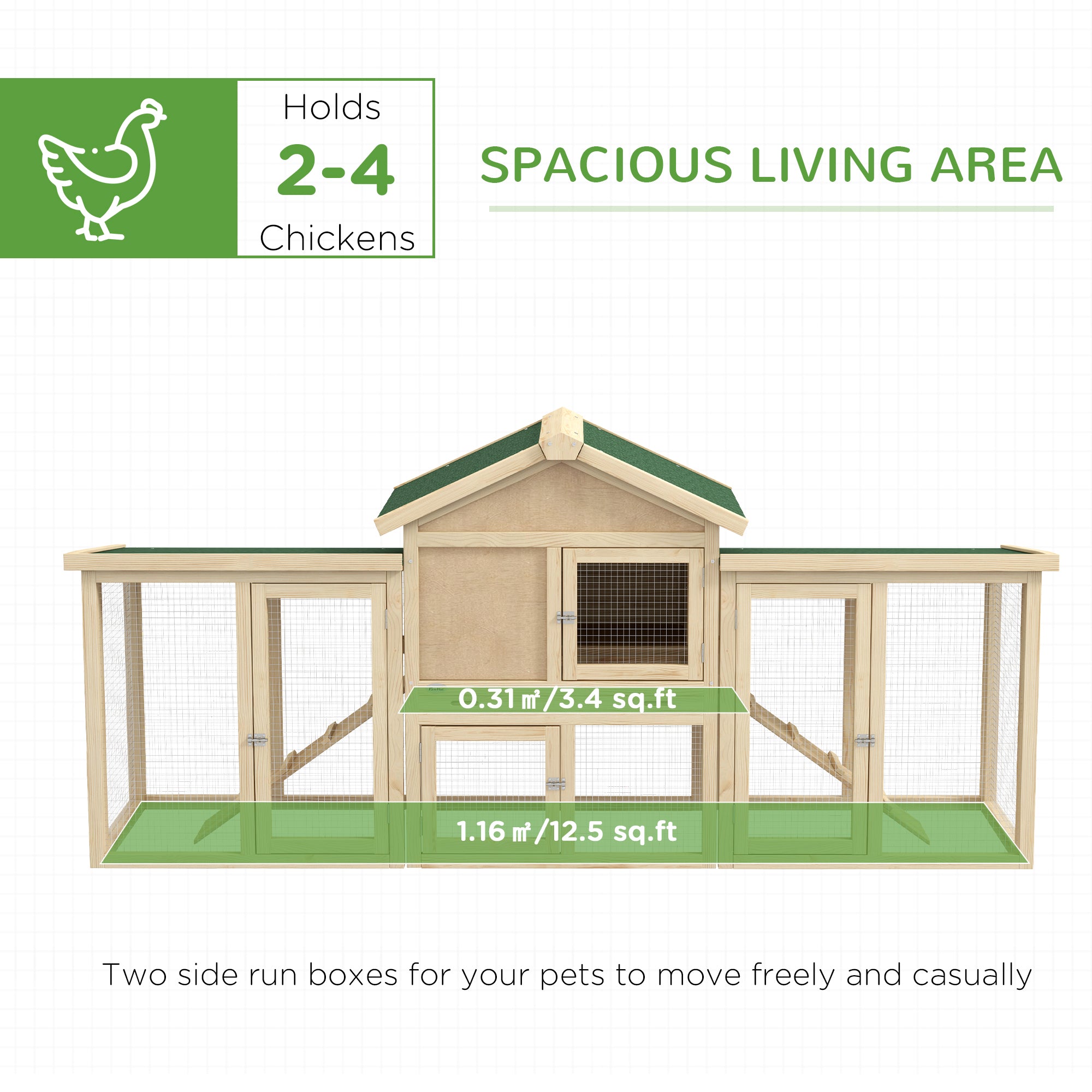 80" Chicken Coop, Wooden Hen House Large Rabbit Hutch Poultry Cage Pen with Nesting Box, Run, Ramp, Drawer, for Outdoor Backyard Garden