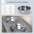 Load image into Gallery viewer, Raised Dog Bowl Feeding Bowls with Stand for Medium Dogs Elevated Pet Bowls Water Food Feeder 58L x 31W x 25H cm - Grey
