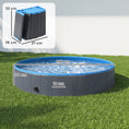 Load image into Gallery viewer, Foldable Dog Pool for Puppies and Ducks, Thickened PVC Dog Paddling Pool Bath Tub Hard Board, Anti-Slip Bottom and Hose Adapter for Easy Drainage, 140 x 30cm, Blue and Dark Grey
