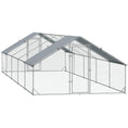 Load image into Gallery viewer, Metal Chicken Coop, Walk-in Large Chicken Run, Poultry Cage for Backyard Hen, Duck, Rabbit with Water- and UV-Protection Cover, for 30-40 Chickens, 9.8' x 32.8' x 6.4'
