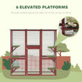 Load image into Gallery viewer, Large Outdoor Catio Enclosure, Weatherproof Cat House with Asphalt Roof,  Wooden Cat Patio Cage with 6 Balanced Platforms, 71" x 39" x 71", Wine Red
