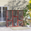 Load image into Gallery viewer, Large Outdoor Catio Enclosure, Weatherproof Cat House with Asphalt Roof,  Wooden Cat Patio Cage with 6 Balanced Platforms, 71" x 39" x 71", Wine Red

