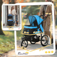 Load image into Gallery viewer, Dog Pram Dog Stroller Jogger Foldable Pet Pushchair for Medium, Small Dogs, w/ Rubber Wheels, Washable Cushion - Blue
