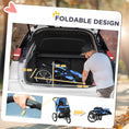 Load image into Gallery viewer, Dog Pram Dog Stroller Jogger Foldable Pet Pushchair for Medium, Small Dogs, w/ Rubber Wheels, Washable Cushion - Blue
