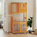 Load image into Gallery viewer, 74"H Wooden Catio Cat Enclosure, Indoor Outdoor Kitten House with Weatherproof Asphalt Roof & Brake Wheels, Luxury Kitten Condo Cage for Multiple Cats, Orange
