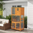 Load image into Gallery viewer, PawHut 74" Wooden Catio Outdoor Cat House Weatherproof & Wheeled, Outside Cat Enclosure with High Weight Capacity, Kitten Cage Condo, Orange
