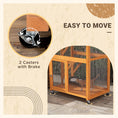Load image into Gallery viewer, PawHut 74" Wooden Catio Outdoor Cat House Weatherproof & Wheeled, Outside Cat Enclosure with High Weight Capacity, Kitten Cage Condo, Orange
