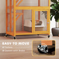 Load image into Gallery viewer, 74"H Wooden Catio Cat Enclosure, Indoor Outdoor Kitten House with Weatherproof Asphalt Roof & Brake Wheels, Luxury Kitten Condo Cage for Multiple Cats, Orange
