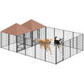 Load image into Gallery viewer, Outdoor Dog Kennel with 2 Rooms, Heavy Duty Dog Run with Rotating and Adjustable Height Bowls, Waterproof UV-Resistant Cover for Large Breeds, Ducks, 13.5' x 9.5' x 5'
