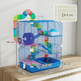 Load image into Gallery viewer, 5 Tier Hamster Cage, Gerbil Cage with Tube Exercise Wheels, Tunnel, Water Bottle, Dishes, Blue, 58H x 46L x 30Wcm
