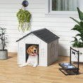 Load image into Gallery viewer, PawHut Plastic Dog House, Water Resistant Puppy Shelter Indoor Outdoor with Door, Easy to Assemble, for Medium and Small Dogs, Gray
