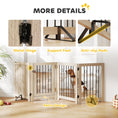 Load image into Gallery viewer, Freestanding Dog Gate, Wooden Foldable Pet Gate with 4 Panels, Walk-Through Door, Support Feet, Non-Slip Mats, Dog Safety Fence for Doorways, Stairs and Hallways, Oak
