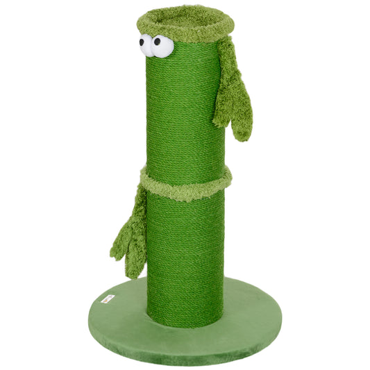 Cat Scratching Post for Indoor Cats, 63cm Tall Cat Scratcher Post with Sisal Rope Cover, Large Base, Green