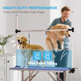 Load image into Gallery viewer, 42" Foldable Dog Grooming Table Adjustable Pet Cat Drying Beauty Table Rubber Top with 2 Loops Storage Basket Metal Blue
