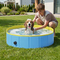 Load image into Gallery viewer, Foldable Dog Pool for Puppies and Ducks, Thickened PVC Dog Paddling Pool Bath Tub Hard Board, Anti-Slip Bottom and Hose Adapter for Easy Drainage, 100 x 30cm, Blue and Yellow
