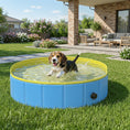 Load image into Gallery viewer, Foldable Dog Pool for Puppies and Ducks, Thickened PVC Dog Paddling Pool Bath Tub Hard Board, Anti-Slip Bottom and Hose Adapter for Easy Drainage, 100 x 30cm, Blue and Yellow
