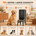 Load image into Gallery viewer, Automatic Dog Feeder Large Breed, 15L/63 Cups Anti-Clog Dog Food Dispenser for Large Kibble up to 23mm, Elevated Design,  Dual Power, Easy to Set Up
