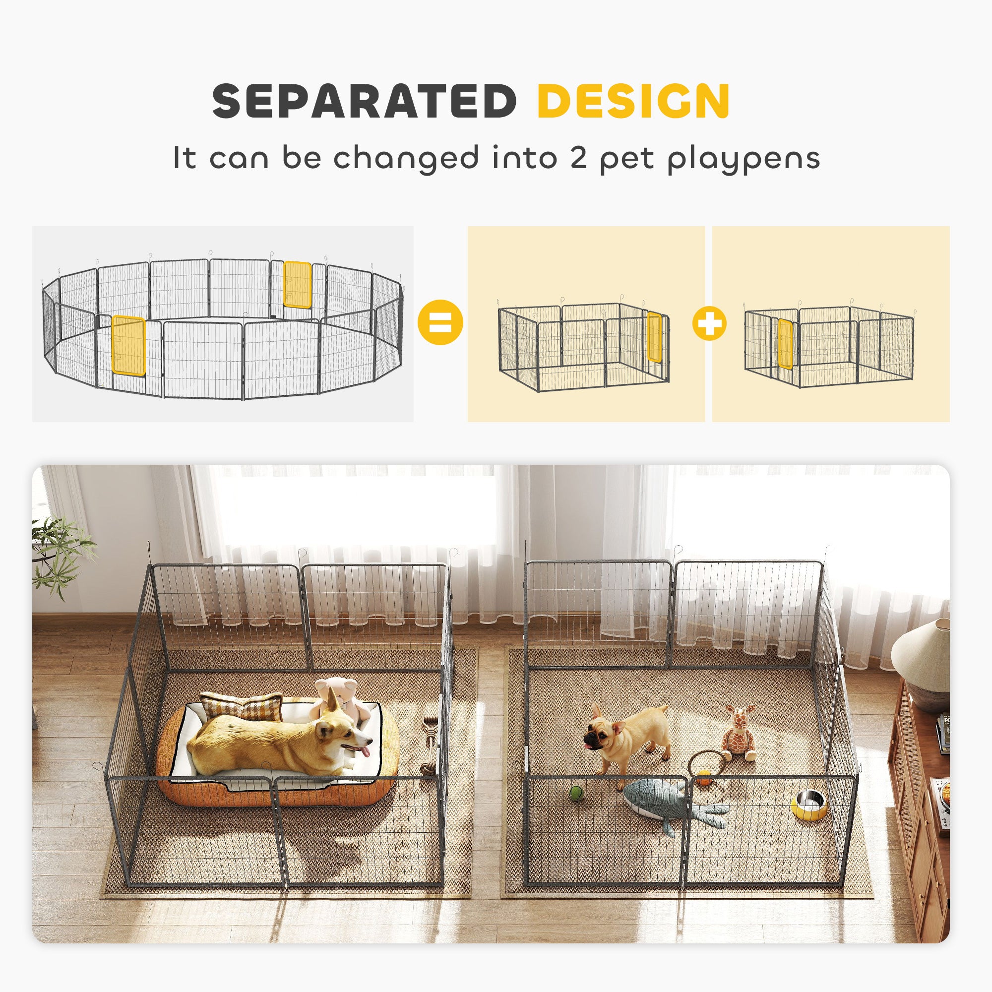Dog Pen 16 Panels Puppy Pen Heavy Duty Pet Playpen for Indoor Outdoor for Dogs, Rabbits, Ducks 80cm High